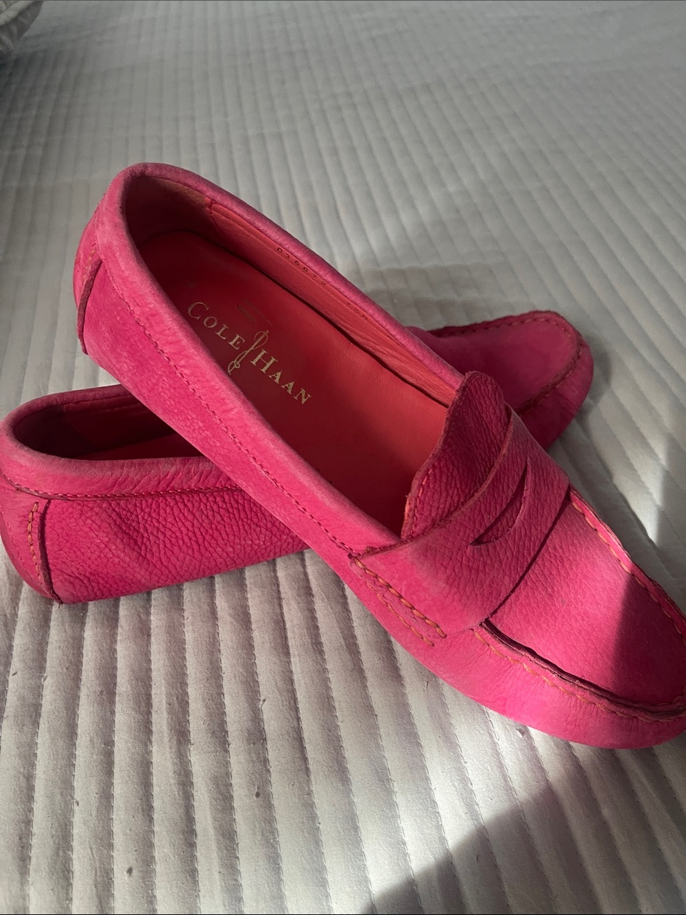 Cole Haan Hot Pink Suede Penny Loafers